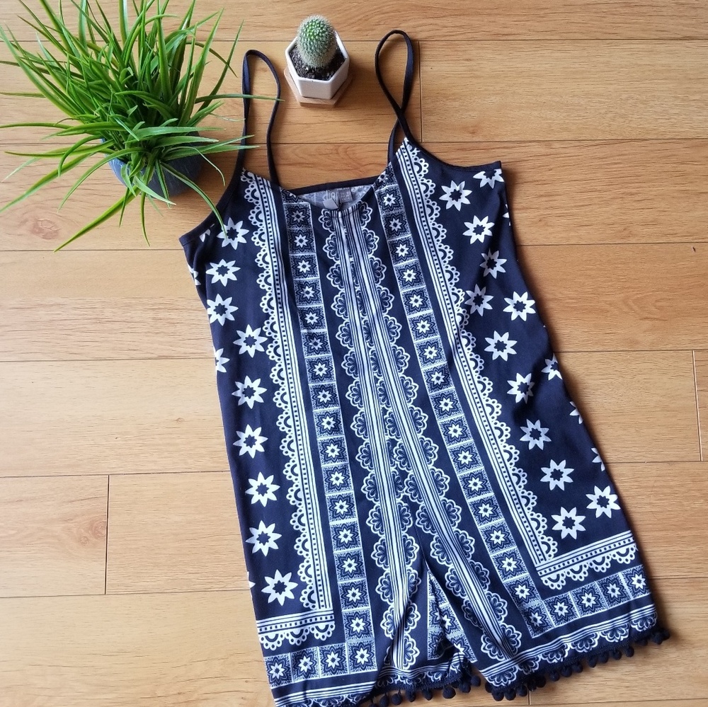 ASOS | Black and White Floral Shorts Romper - Picture 1 of 4